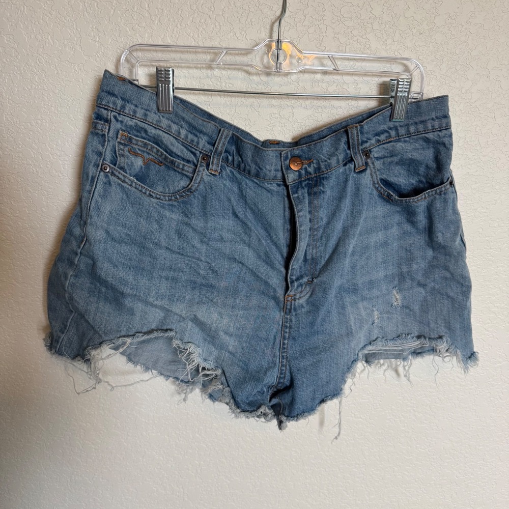 Western Cowgirl Kimes Ranch Daisy Cutoff Shorts Size 14 Blue Denim